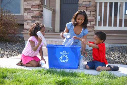 Professional waste management team handling business waste